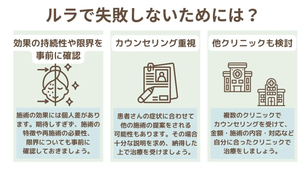 ルラ美容クリニックで失敗しないために注意することのアイキャッチ画像